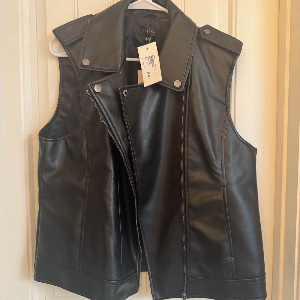 Black Faux Leather Vest